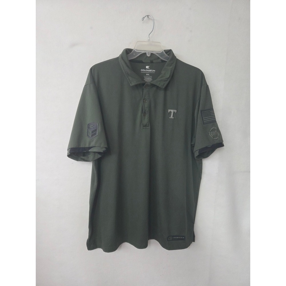 Colosseum Polo Shirt Mens XXL Olive Green Tennessee OHT Military Style Camo Trim